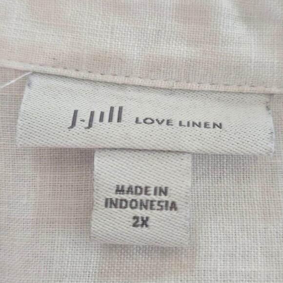 J.Jill Love Linen Womens White Button-Down Shirt Long Sleeve Lightweight 2X - Picture 7 of 9